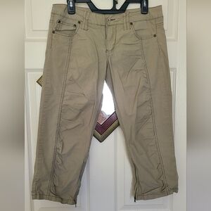 Plugg Tan Capri Pants with Zipper Detail